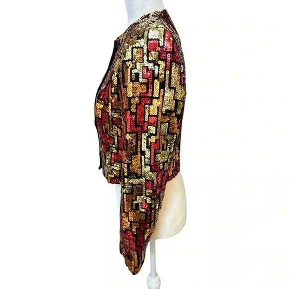 Hobby Horse Fully Sequined Jacket Red, Orange and Gold - Picture 2 of 7